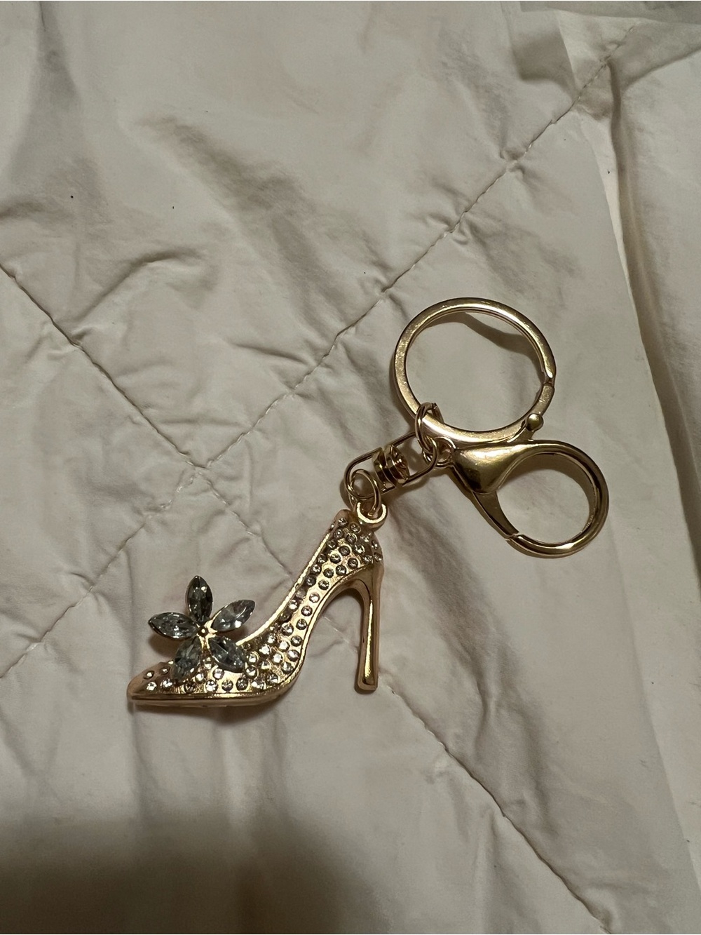 SHEIN Gold Crystal High Heel Shoe Keychain Charm